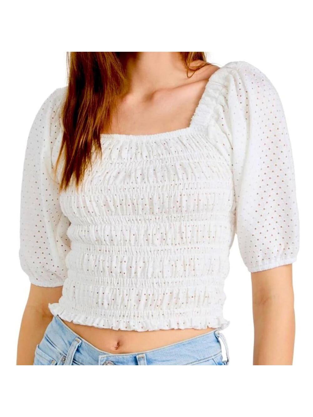 Steve Madden Cropped Eyelet Blouse